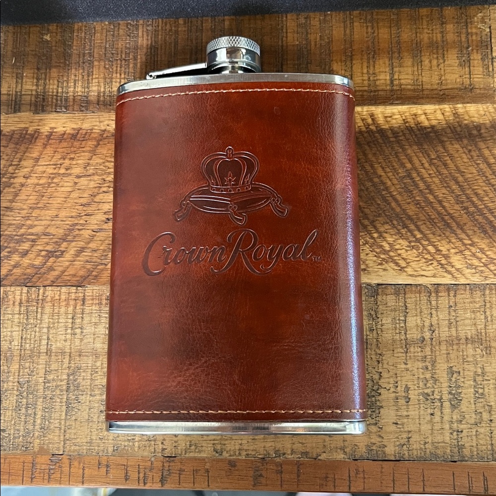 Crown Royal Faux Leather Wrapped Stainless Steel 8oz Flask